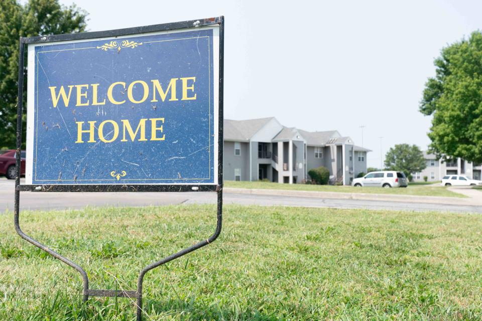 A sign invites those looking to rent an apartment at Lake Shawnee Apartments, 3613 S.E. 30th Terrace. More residents are looking to rent rather than own a house because of a limited supply of single-family homes and affordable housing options.