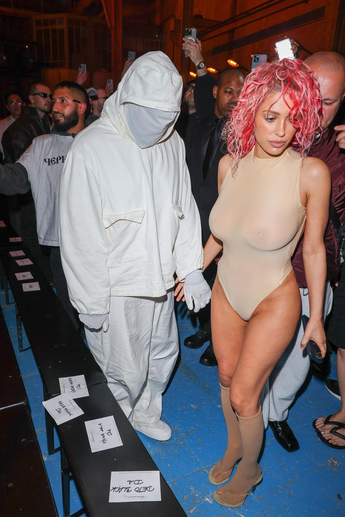 Bianca Censori Hits Paris Fashion Week With Kanye West, Debuts New Hot Pink Hair Look