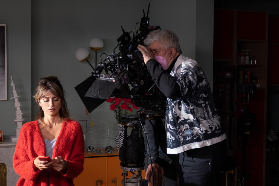 Penélope Cruz and Pedro Almodóvar on set - Credit: Iglesias Mas/Sony Pictures Classics/Courtesy Everett Collection