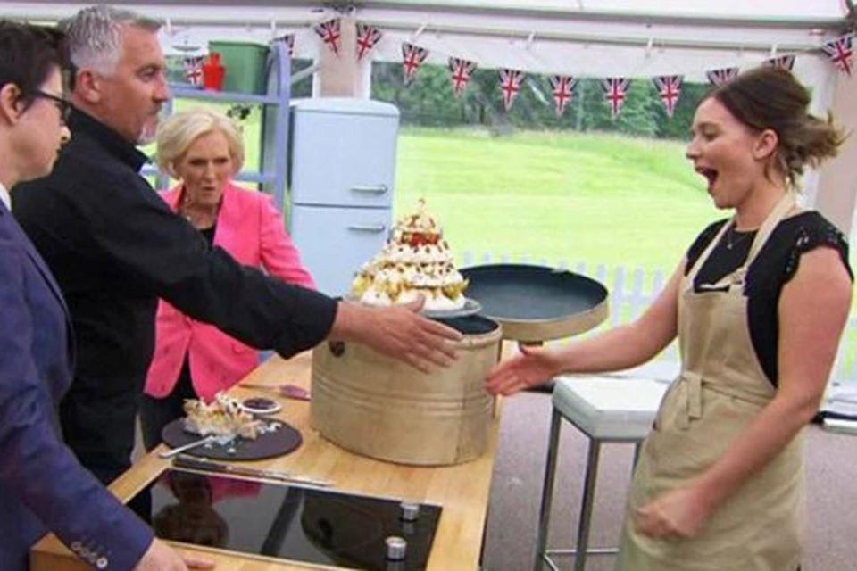 Well done: Candice Brown and Paul Hollywood on The Great British Bake Off 2016 (BBC)