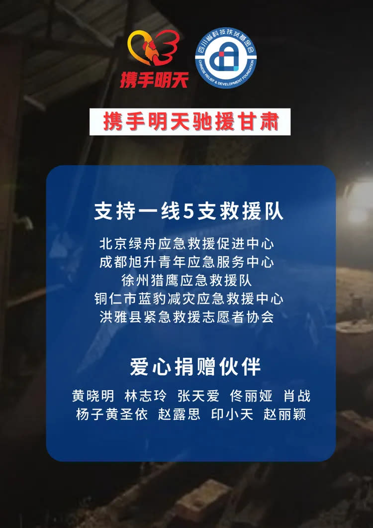 多位明星響應賑災。翻攝四川省科技扶貧基金會微博