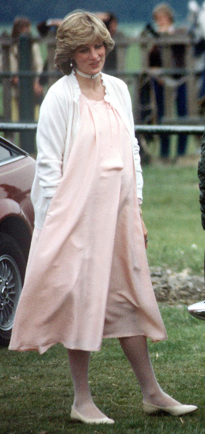 <p>Diana even managed to mix in the trend for more formal occasions by topping her dress off with a cardigan and pearl choker.</p>