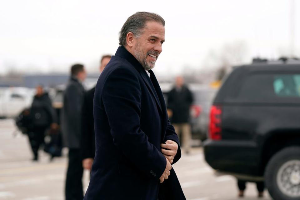 Hunter Biden, son of President Joe Biden, boards Air Force One with the president on Feb. 4, 2023,  in Syracuse, N.Y.