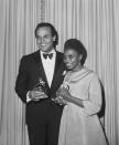 <p>Musicians Harry Belafonte and Miriam Makeba won Grammys for their album <em>An Evening With Harry/Miriam</em>, which was one of many collaborations between the two artists. The album featured five songs by Belafonte, five by Makeba and two duets, and were the artists' takes on traditional African songs. It won the Best Folk Record award at the Grammy Awards. </p>