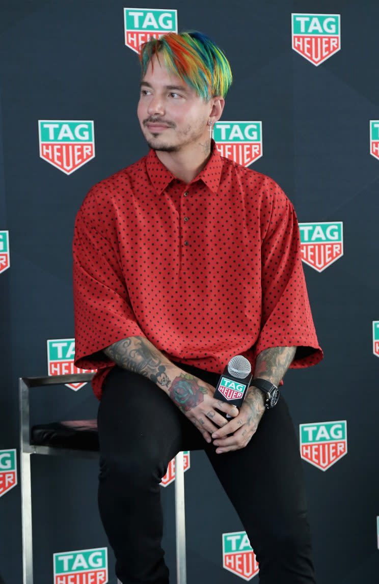 J Balvin at an event for his Tag Heuer ambassadorship. (Photo: Getty Images)