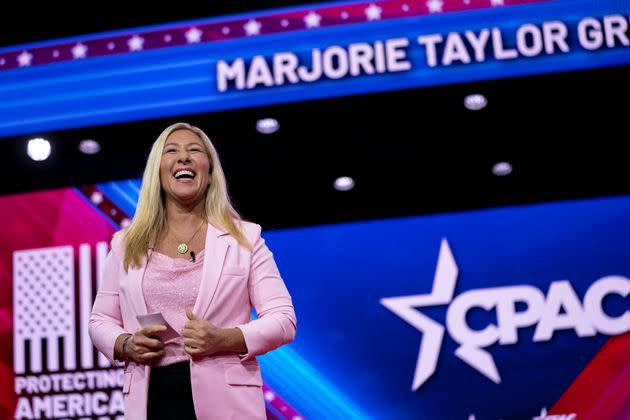 La représentante Marjorie Taylor Greene (R-Ga.) Prend la parole à la Conférence d'action politique conservatrice (CPAC) au Gaylord National Convention Center à National Harbor, Maryland, le 3 mars 2023.