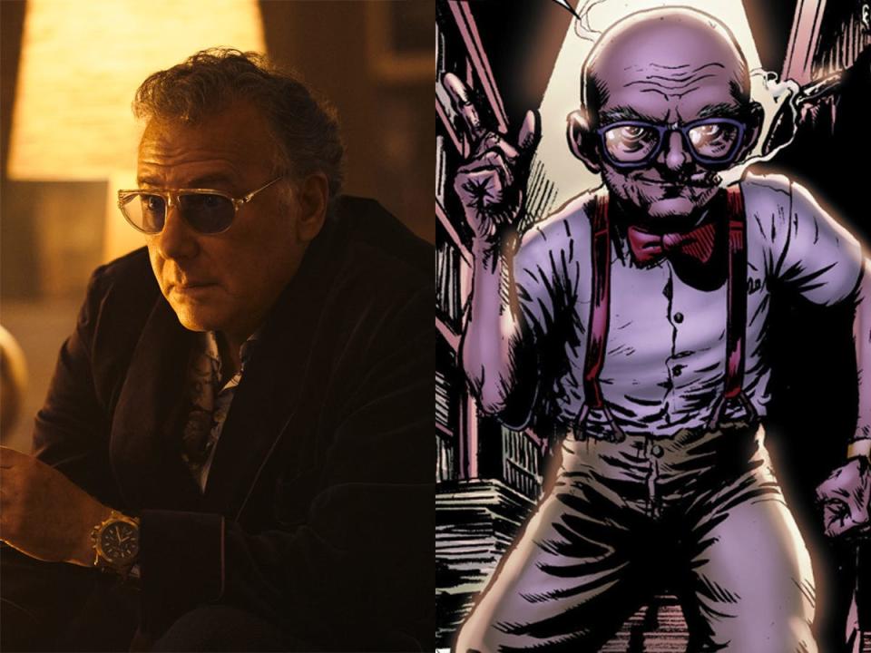 On the left: Paul Reiser as the Legend in season three, episode five of "The Boys." On the right: The Legend in the comics.