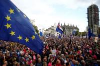 EU supporters march as parliament sits on a Saturday for the first time since the 1982 Falklands War, to discuss Brexit in London