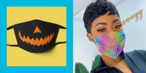 <p class="body-dropcap">Fall is in full swing, the pumpkins are out prospering, and spooky szn is upon us. That’s right: <a href="https://www.cosmopolitan.com/sexy-halloween-costumes/" rel="nofollow noopener" target="_blank" data-ylk="slk:Halloween;elm:context_link;itc:0;sec:content-canvas" class="link ">Halloween</a> is back yet again! Whether you’re keeping it lowkey with a horror movie marathon at home or going to a haunted house with friends, the pressure is officially on for figuring out what your costume is going to be this year. Plus, the pandemic is definitely still happening, so you might want your Halloween ‘fit to include some type of mask situation. Fortunately, this holiday is <em>the </em>holiday for all kinds of masks to begin with, so there are plenty of creative options to choose from. </p><p>But don’t confuse a costume mask for a face mask! According to the <a href="https://www.cdc.gov/coronavirus/2019-ncov/daily-life-coping/holidays/celebrations.html" rel="nofollow noopener" target="_blank" data-ylk="slk:CDC;elm:context_link;itc:0;sec:content-canvas" class="link ">CDC</a>, a costume mask shouldn’t be worn as a substitute for a cloth mask, unless it’s made from two or more layers of breathable fabric. It’s got to cover your mouth and nose, and not leave gaps around your face. In other words: Putting an uncomfortable rubber or plastic mask over your face is not the same as wearing a standard fabric face mask. </p><p>Feeling stumped about Halloween costumes that include face masks? We rounded up a few selections below to get you started on your search. These Halloween-themed designs are perfect for party hopping or going for a midnight trek through a cemetery (I mean, if you’re into that sorta thing). These face masks can even enhance your costume, while still keeping you and everyone else safe. Ahead, check out 16 Halloween costume ideas with <a href="https://www.cosmopolitan.com/style-beauty/fashion/g32210697/where-to-buy-fashion-face-masks-online/" rel="nofollow noopener" target="_blank" data-ylk="slk:face masks;elm:context_link;itc:0;sec:content-canvas" class="link ">face masks</a> that you can try out this October. </p>