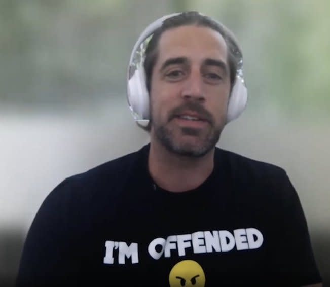 Aaron Rodgers his offended, according to his t-shirt. 