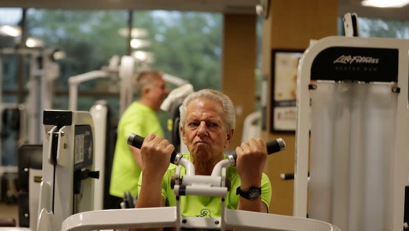 Jeff Rudes, 74, works out at Life Time Athletic gym on Tuesday, March 10, 2020, in Boca Raton, Fla. While Rudes is too young to be classified as a superager, research suggests that being physically active in midlife is a factor that can contribute to becoming one.