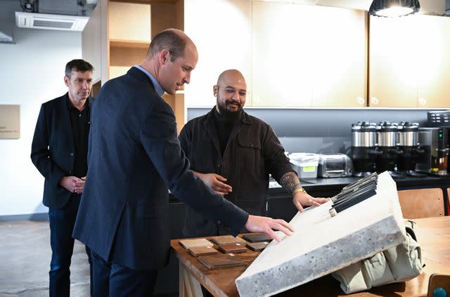 <p>Kate Green/Getty</p> Prince William visits Sustainable Ventures in London on Oct. 5