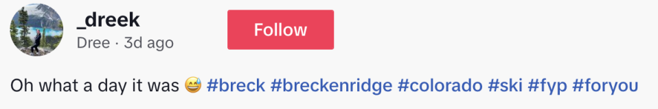 "Oh what a day it was" with breckenridge and colorado hashtags