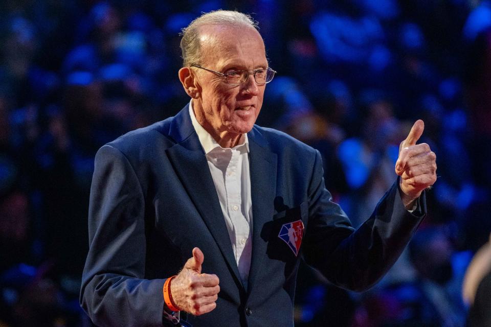 Billy Cunningham, speaking Monday at The Sports Club of The Palm Beaches monthly luncheon, was selected to the NBA's 75th Anniversary Team and honored during halftime of the 2022 NBA All-Star Game in Cleveland.