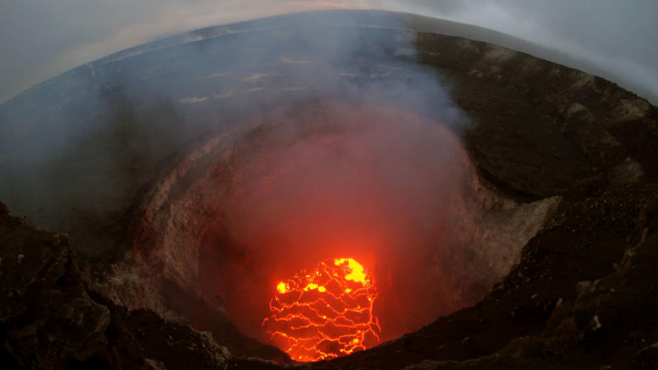 <p>In this handout photo provided by the U.S. Geological Survey, the summit lava lake is reported to have dropped in levels after the eruption of Hawaii’s Kilauea volcano on May 6, 2018 near Pahoa, Hawaii. The governor of Hawaii has declared a local state of emergency near the Mount Kilauea volcano after it erupted following a 5.0-magnitude earthquake, forcing the evacuation of nearly 1,700 residents. (Photo from U.S. Geological Survey via Getty Images) </p>