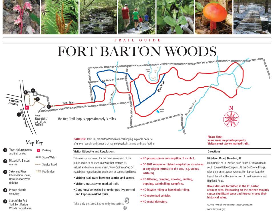 A trail map of Fort Barton Woods.