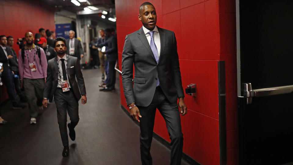 Masai Ujiri's future with the franchise is the biggest question facing the Raptors this offseason. (Photo by Mark Blinch/NBAE via Getty Images)