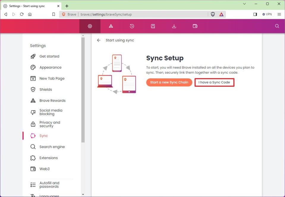 Brave destination sync computer