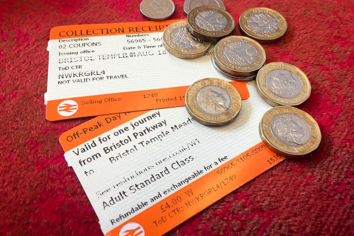 An inflation figure usually used to determine annual rises in some train fares will be released on Wednesday (Ben Birchall/PA) (PA Wire)