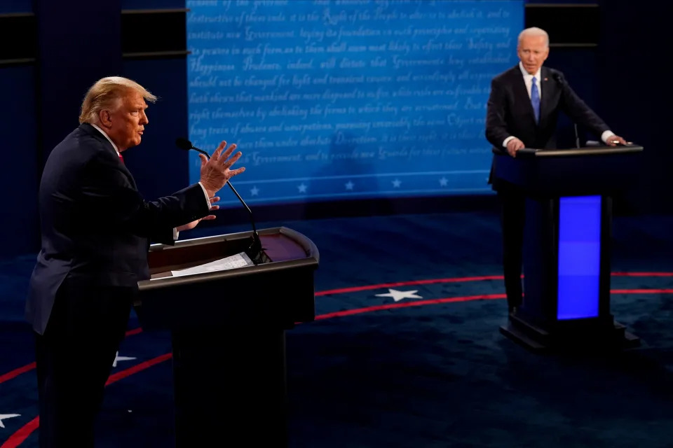 Trump, left, Biden right on 2020 debate stage