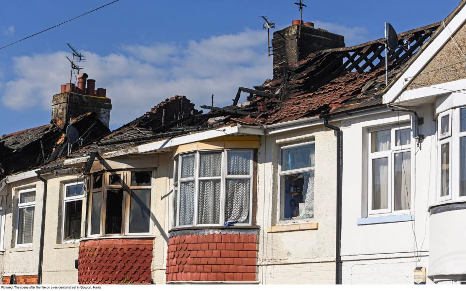 The roofs of the destroyed houses