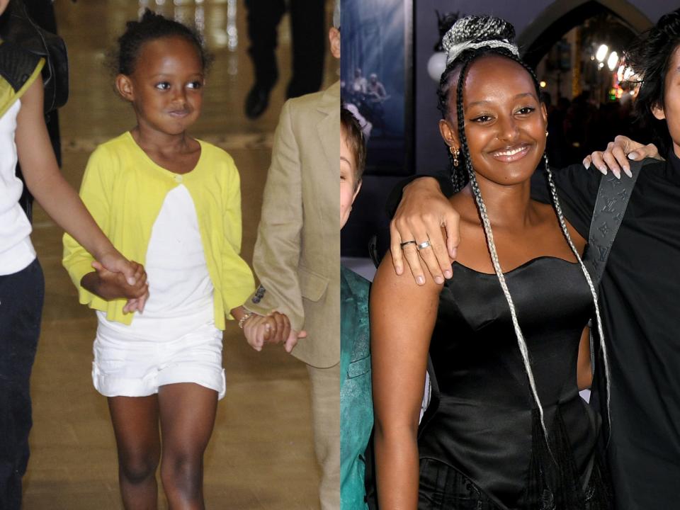 Zahara Jolie-Pitt in 2010 (left) and in 2019 (right).