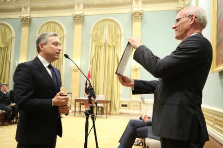 Francois-Philippe Champagne is sworn-in as Canada's Minister of Infrastructure and Communities during a cabinet shuffle at Rideau Hall in Ottawa, Ontario, Canada, July 18, 2018. REUTERS/Chris Wattie