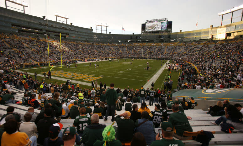 A general view of Lambeau Field during a Green Bay Packers game.