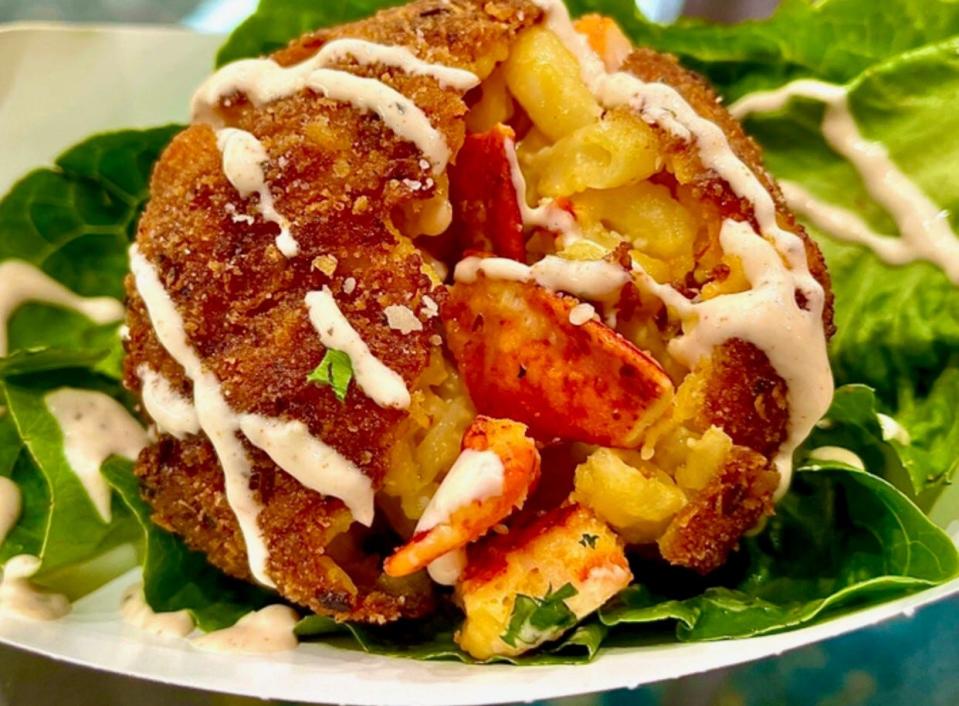 Cheezy Does It's State Fair exclusive is fried lobster mac and cheese balls ($20).