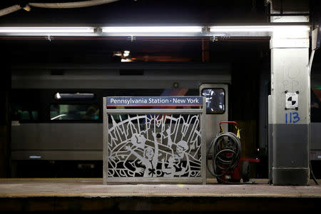 Commuters ride a train into New York's Penn Station, the nation's busiest train hub, on a section of a complex of tracks that Amtrak says they will begin repairing over the summer in New York City, U.S., May 25, 2017. REUTERS/Mike Segar