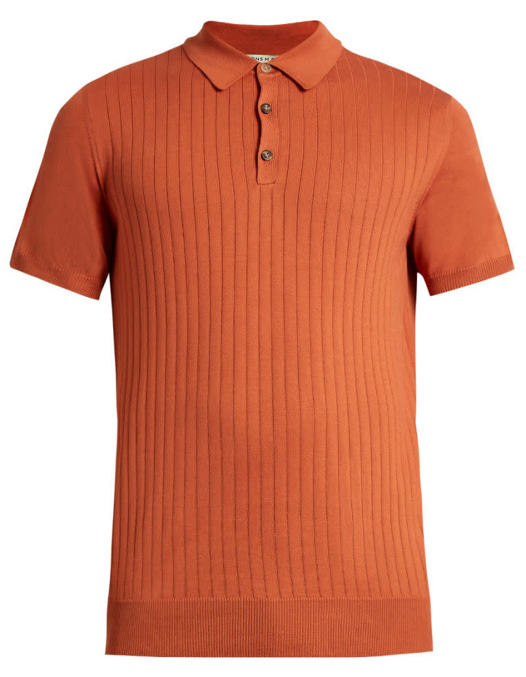 <p><strong>Ribbed Knit Cotton Polo Shirt</strong></p><p>Pretty sure this was the standard in the '70s. We're about it. </p><p><em>$155, <a rel="nofollow noopener" href="http://www.matchesfashion.com/us/products/%C3%89ditions-M-R-Ribbed-knit-cotton-polo-shirt%09-1153853 " target="_blank" data-ylk="slk:matchesfashion.com;elm:context_link;itc:0;sec:content-canvas" class="link ">matchesfashion.com</a></em> </p>