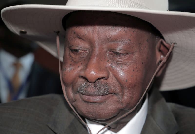 FILE PHOTO: Uganda's President Yoweri Museveni arrives for the opening of the 33rd Ordinary Session of the Assembly of the Heads of State and the Government of the African Union (AU) in Addis Ababa