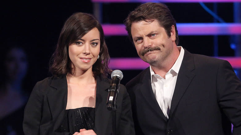 Aubrey Plaza and Nick Offerman