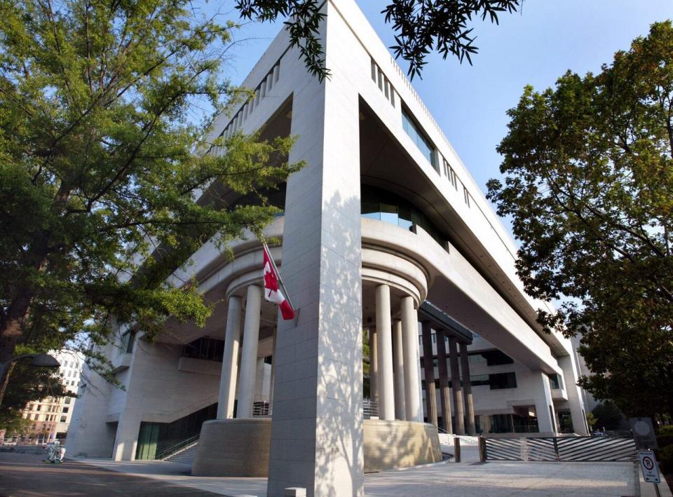 The Canadian Embassy is shown in Washington on Tuesday, July 23, 2002. The embassy, centre of the greatest patronage sensation of its day, has been voted one of the ten ugliest buildings in the world.