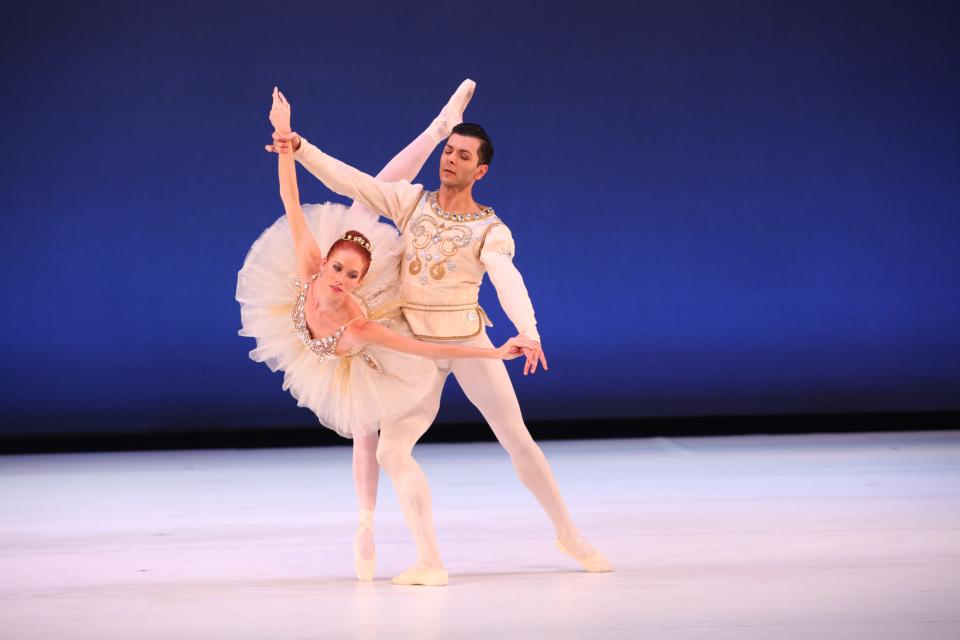 Danielle Brown and Ricardo Graziano in a scene from George Balanchine’s “Diamonds.” Brown said her performance of the piece at a festival at the Kennedy Center in 2011 was one of the highlights of her 15-year career with The Sarasota Ballet.