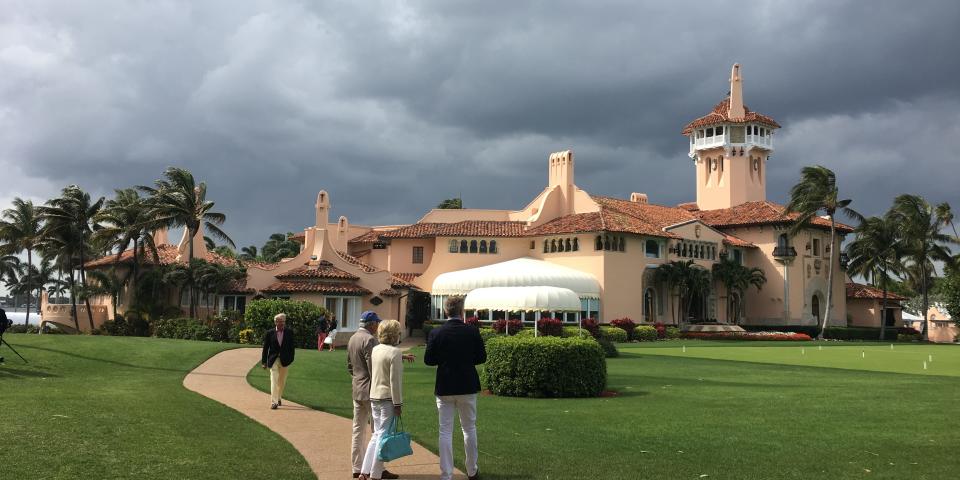 People walking outside Mar-a-Lago in March 2017