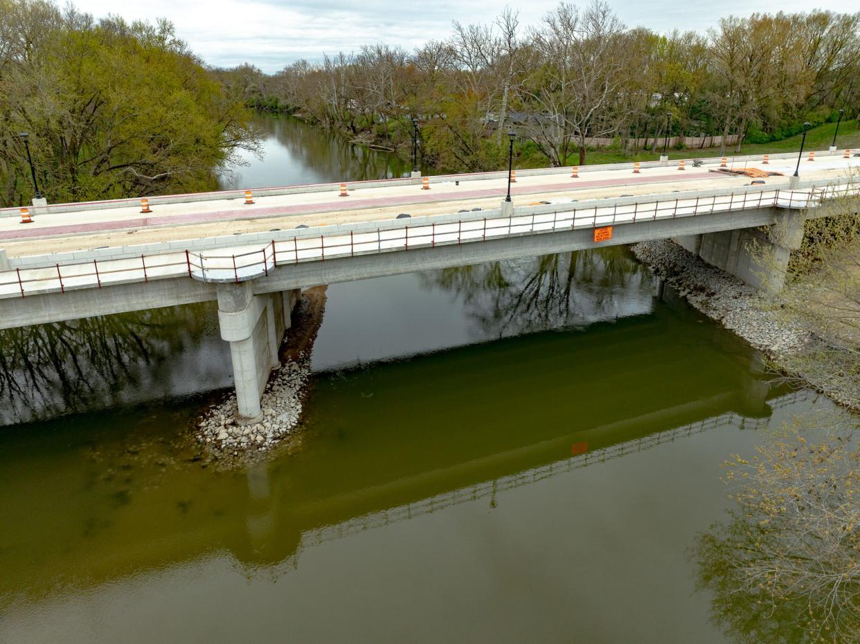 Construction of a bridge at Pleasant Street in Noblesville is making progress.