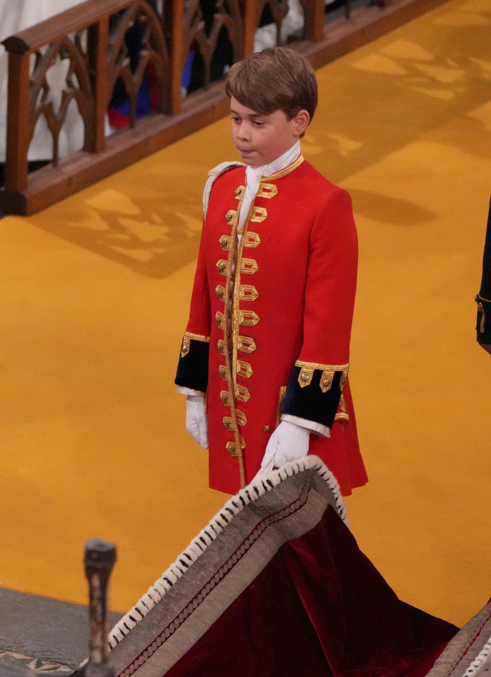 Britain's Prince George attends the coronation ceremony of Britain's King Charles III in Westminster Abbey, London, Saturday, May 6, 2023.