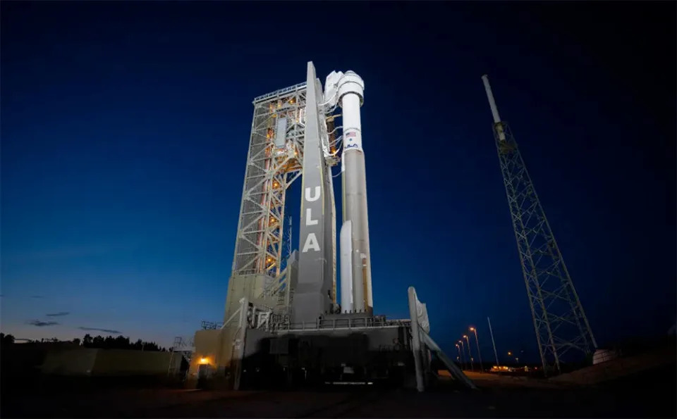 A United Launch Alliance Atlas 5 rocket carrying Boeing's Starliner crew capsule stands poised atop pad 41 at the Cape Canaveral Space Force Station in Florida. After a launch scrub Monday, the rocket will be hauled back to a processing facility where engineers can replace a suspect oxygen pressure relief valve in Centaur upper stage. The next launch attempt is targeted for no earlier than May 17. / Credit: United Launch Alliance