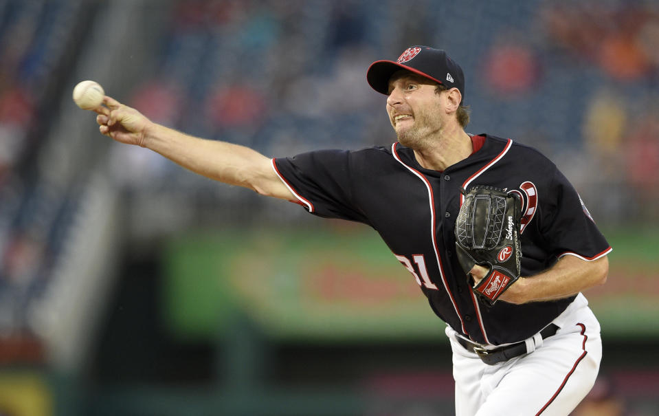 Max Scherzer wasn't fooling around during the Nationals 11-10 win against the Phillies on Friday. (AP)