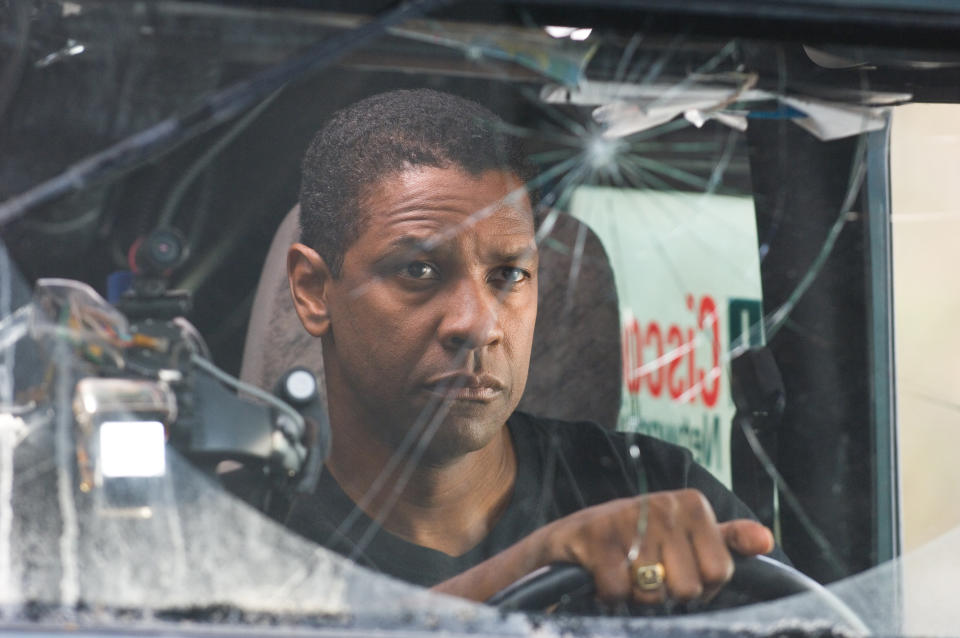 American actor Denzel Washington on the set of Deja Vu, directed by Tony Scott. (Photo by Touchtone Pictures/Sunset Boulevard/Corbis via Getty Images)