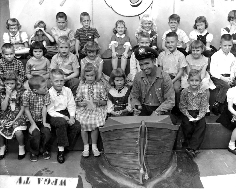 Meg Fisher's first-grade class on "Popeye & Pals," circa 1960-61. She's in the boat with her father, "Skipper Ed" McCullers, who hosted two children's shows in Jacksonville, "Popeye & Pals" and "The Skipper Ed Show."