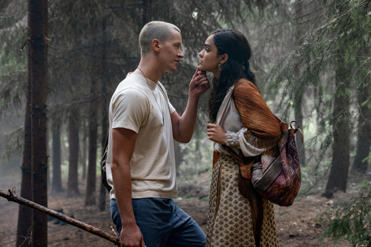 Rachel Zegler as Lucy Gray Baird and Tom Blyth as Coriolanus Snow in 'The Hunger Games: The Ballad of Songbirds and Snakes.'