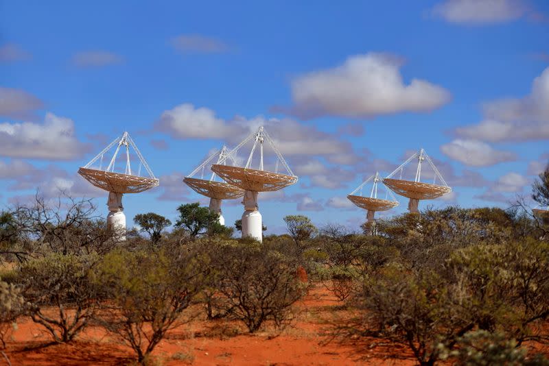 Radio telescopes are seen in Murchison, Western Australia
