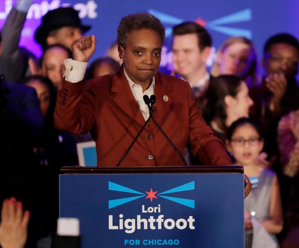 Lori Lightfoot speaks at her Election Night party April 2, 2019, in Chicago.