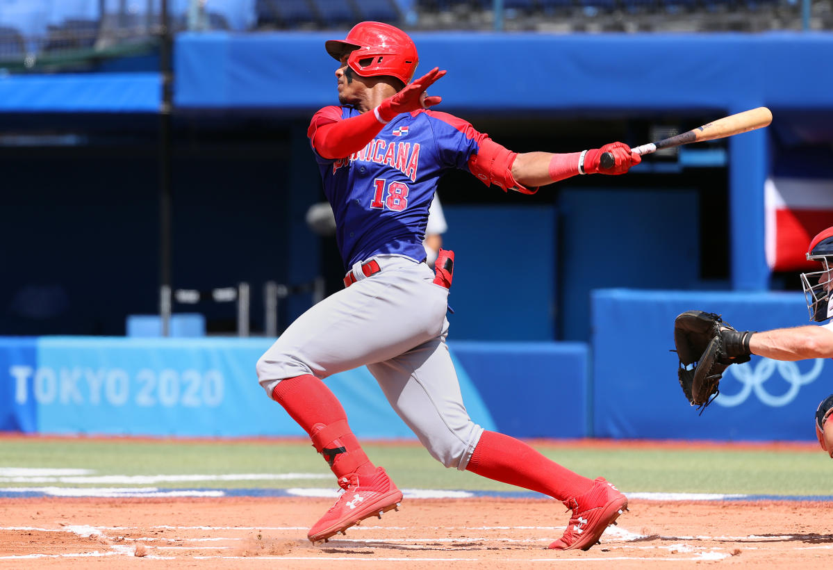 Jarren Duran of the Boston Red Sox looks on during the National News  Photo - Getty Images