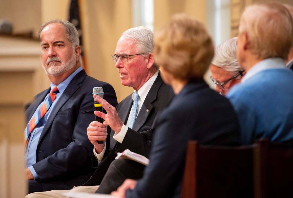 Former U.S. Congressman Francis Rooney answers a question at the Community Forum on Civility in Collier County on Wednesday, Feb. 7, 2024, at the Naples United Church of Christ in Naples.