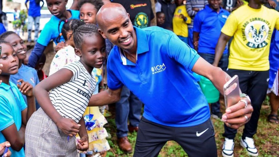 Mo Farah attends the launch of the digital library in Nairobi, Kenya - 21 April 2024.