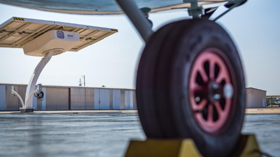 Mobile charger: The EV ARC, which converts solar power into electricity, was moved from airport to airport to charge the Pipistrel trainer. - Credit: Beam Global