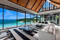 <p>The floor to ceiling glass walls allow you to see this villa's beautiful pool - and the view from it - wherever you go.</p><p>Book via: <a href="https://www.airbnb.co.uk/rooms/9984635?guests=3&adults=3&location=thailand&s=OjpjWJzy" rel="nofollow noopener" target="_blank" data-ylk="slk:Airbnb;elm:context_link;itc:0;sec:content-canvas" class="link ">Airbnb</a></p>